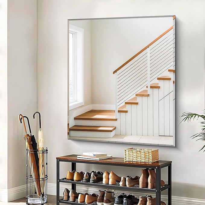 CILIBER Beveled Bathroom Mirror, 40x48 Inch Large Frameless Mirrors