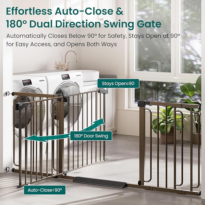 Cumbor Extra Wide Baby Gate, 36.6-69" Walk-Through Dog Gate