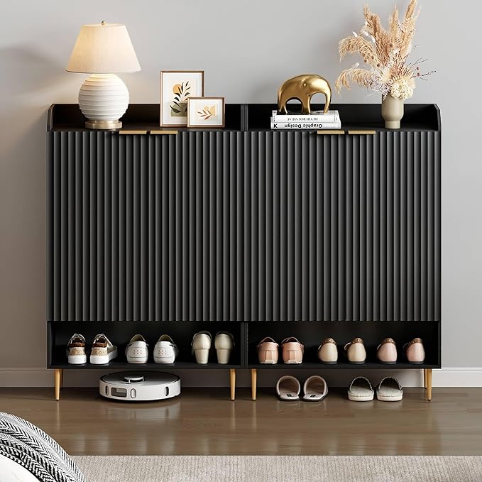SICOTAS Shoe Cabinet with Fluted Doors