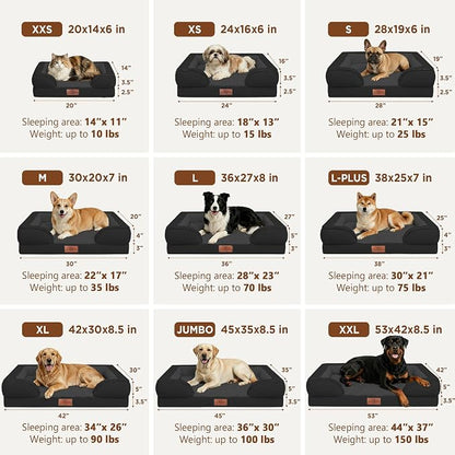 Comfort Expression Waterproof Orthopedic Dog Beds for Extra Large Dog | Supportive Egg Crate Foam Big Dog Bed with Removable Bolster, Dog Couch with Washable Cover & Non-Slip Bottom, 53x42Inch