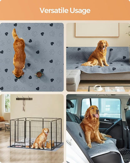 Feandrea Washable Pee Pads for Dogs, Waterproof, 72 x 72 Inches, 1 Pack | Reusable Pet Training Pads for Cats, Rabbits, XL, Leakproof, Non-Slip, Super Absorbent, Gray, ISLAND Collection UPTD072G01