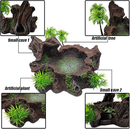 Tfwadmx Reptile Feeding Bowl,Resin Beared Dragon Food Water Dish Reptile Tank Decor for Lizard Gecko Chameleon Frog Turtle Spider
