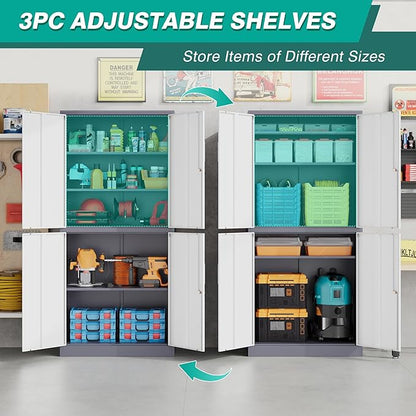 SISESOL Storage Cabinets With Doors And Shelves, Adjustable Layers
