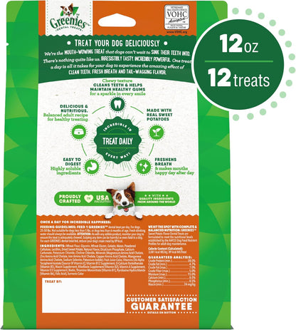Greenies Regular Dental Dog Treats, Sweet Potato Flavor, 12 oz. Pack (12 Treats)