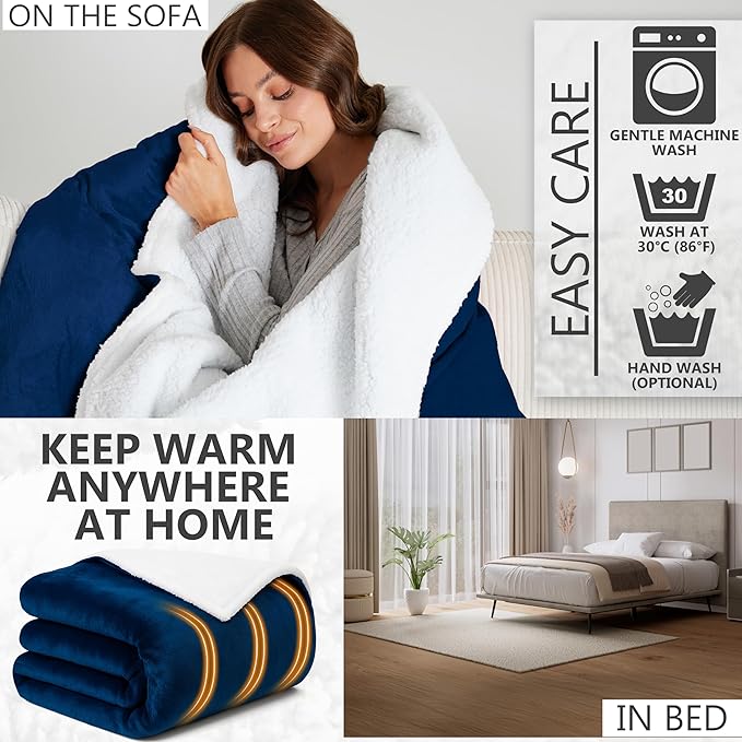 Heated Blanket Electric Luxurious Fleece King Blanket, 9 Heat Settings & 12H
