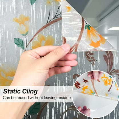 Niviy Stained Glass Window Privacy Film with Installation Tools, 3D Frosted Glass Window Decals UV Protection Sun Blocking Static Clings Non Adhesive Window Stickers for Home 17.5 x 78.7 inch