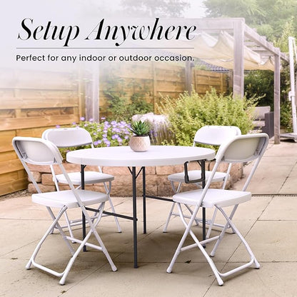 Our Modern Space 3.5 Feet Circular Round Foldable Table with Built in Handle & Steel Legs | Heavy Duty Portable | Perfect for Party, Dining, Wedding, Events, Picnic Indoor, Outdoor, Camping, Utility