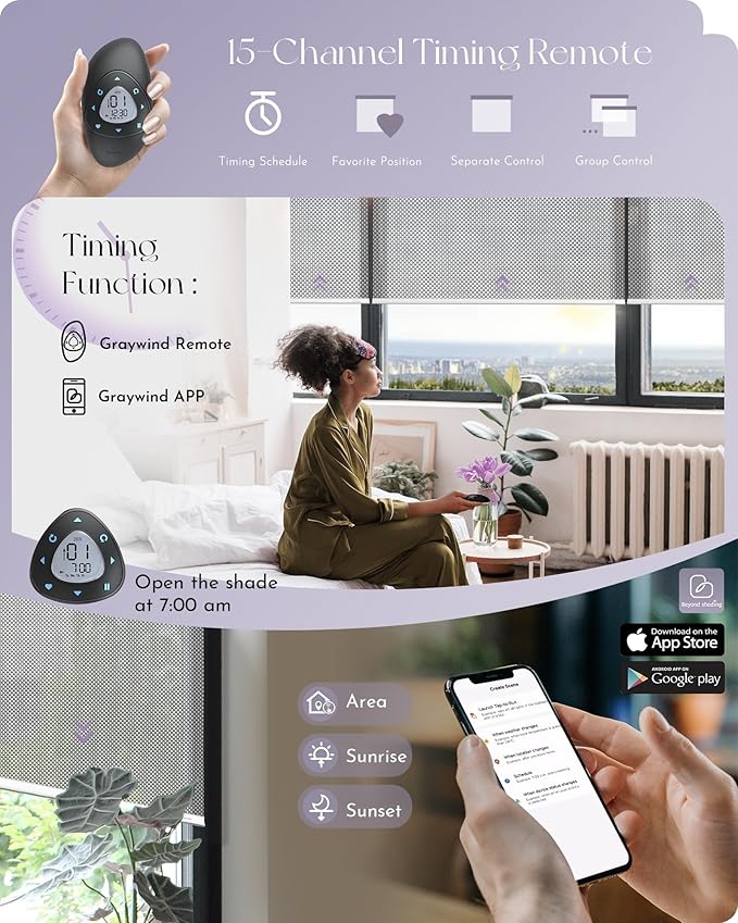 Graywind Motorized Solar Shades Light Filtering Mesh Shade Compatible