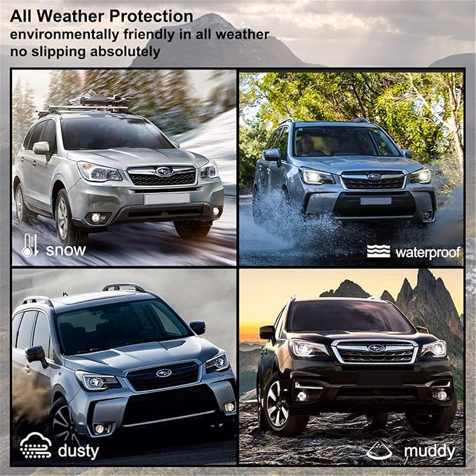 KIWI MASTER Floor Mats for 2014-2018 Subaru Forester, Custom Fit All Weather Car Mats, Heavy Duty TPE Floor Liners, Front & Rear 2 Row, Black