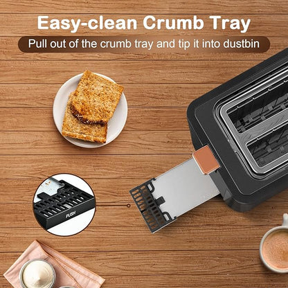 Mecity Toaster 2 Slice Stainless Steel Body Timer, Bagel/Defrost/Reheat/Cancel