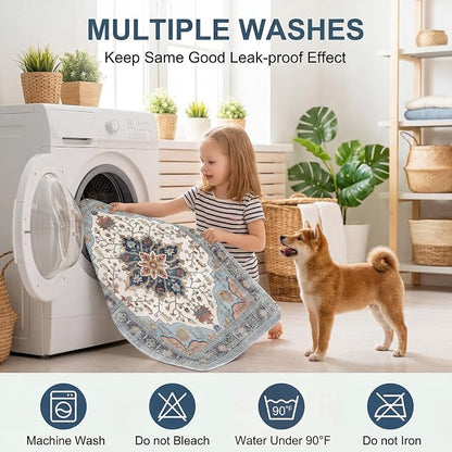Washable Pee Pads for Dogs,Great Urine Absorbent Reusable Puppy Training Pads,Waterproof,Leak-Proof & Non-Slip Potty Pads for Whelping,Crate,Playpen,Bed.(Green Floral Flat,72"x72")