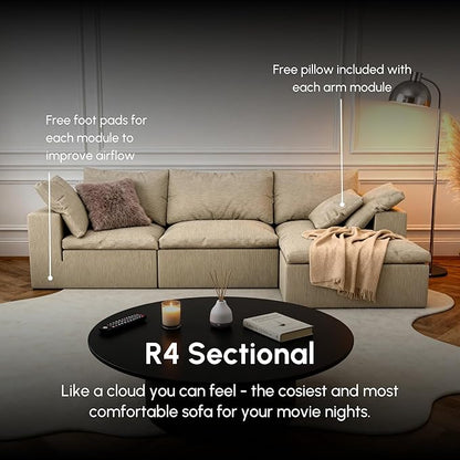 ROVE LAB R4 Sofa Sectional – Cloud-Soft SmartFoam® Comfort – Fully Modular, No-Tool Setup – 100% Foam Structure – Hypoallergenic, Spill-Resistant, Pet Friendly (Performance Weave, Krypton Green)