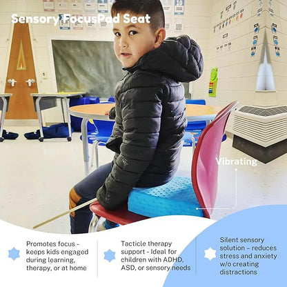 Special Needs Essentials FocusPad Seat - Vibrating Cushion for Sensory Kids | Sensory Foot Cushion | Therapy Tools for Kids and Adults with ADHD & Autism | Fidget Toys | Portable and Lightweight -Blue