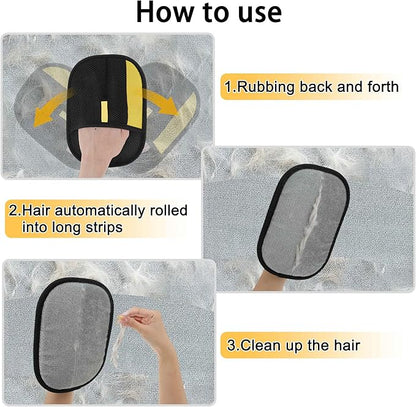Pet Hair Remover Gloves, Advanced Static-Adhesive Pet Hair Removal Gloves, Reusable Cat Dog Hair Remover Mitt, Pet Grooming Glove for Shedding, 2 PCS