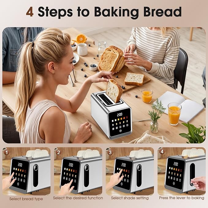 Touch Screen Toaster 2 Slice, Smart Digital