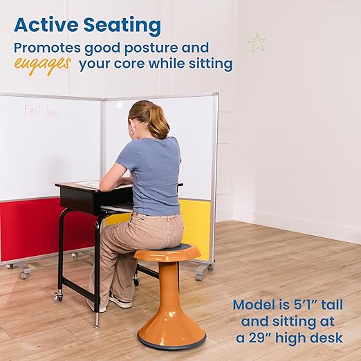ECR4Kids ACE Active Core Engagement Wobble Stool, 18-Inch Seat Height, Flexible Seating, Orange