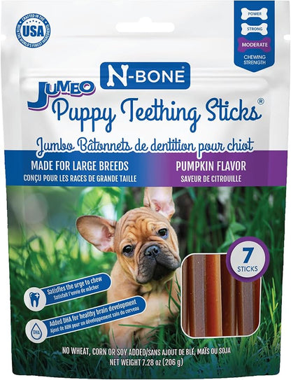 N-Bone Jumbo Puppy Teething Sticks Pumpkin Flavor Dog Treats, 7 Count 7.28-oz Bag