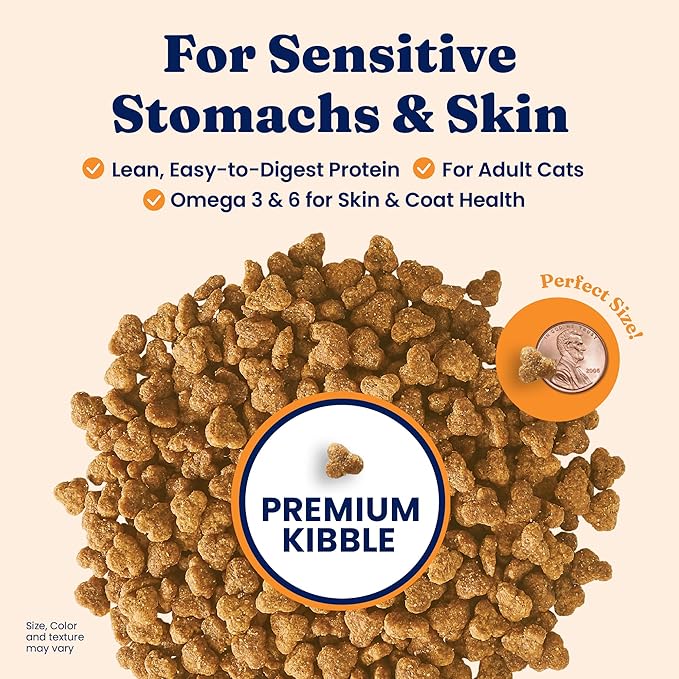 Solid Gold Sensitive Stomach Dry Cat Food - Grain Free & Gluten Free Sensitive Stomach Cat Food for Indoor Adult & Senior Cats - Dry Kibble for Cats w/Quail, Pumpkin & Probiotics for Gut Health - 3lb