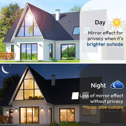rabbitgoo Window Privacy Film One Way Window Tint for Home, Removable Reflective Heat Sun Blocking Anti UV Glass Door Covering, Mirror Tinting Film House Office, 29.5 in X 6.5 Feet, Black Silver
