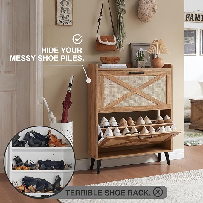 Shoe Storage Cabinet, Boho Shoe Organizer