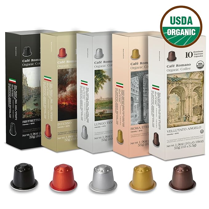 Organic USDA Café Romano Coffee Aluminum Espresso Pods
