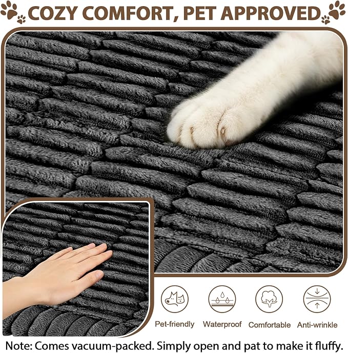 FUANGUI 2 Pack Waterproof Couch Cover for Dogs Pets Sofa Protector | Non-Slip Washable Fuzzy Soft Sofa Slipcover for 2 PCS L Shaped Sofa Pet Friendly, 27.6" x 59.1"+27.6" x 70.9", Dark Grey