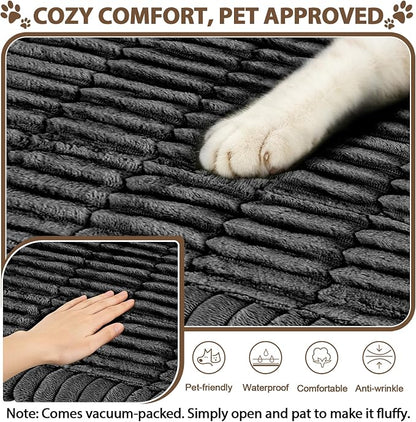 FUANGUI 2 Pack Waterproof Couch Cover for Dogs Pets Sofa Protector | Non-Slip Washable Fuzzy Soft Sofa Slipcover for 2 PCS L Shaped Sofa Pet Friendly, 27.6" x 59.1"+27.6" x 70.9", Dark Grey