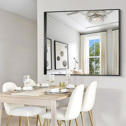 CIRCUMI Black Bathroom Mirror, Brushed Finish, Tempered Glass, Large Mirror