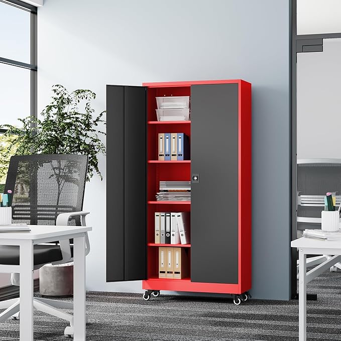 Metal Rolling Storage Cabinet-74.6” Tall Steel File Cabinets
