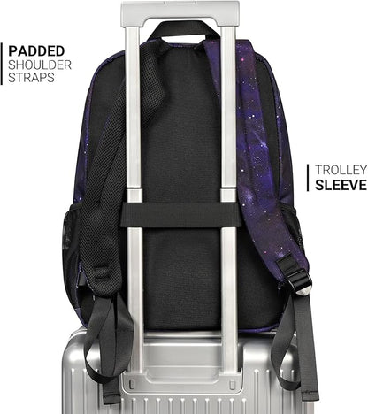 ZORFIN 26L Backpack for College, and Travel: Water Resistant Bookbag - Night Sky