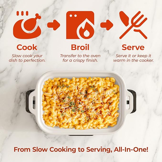 Magnifique 4 Quart Casserole Digital Slow Cooker, Premium Ceramic Bakeware