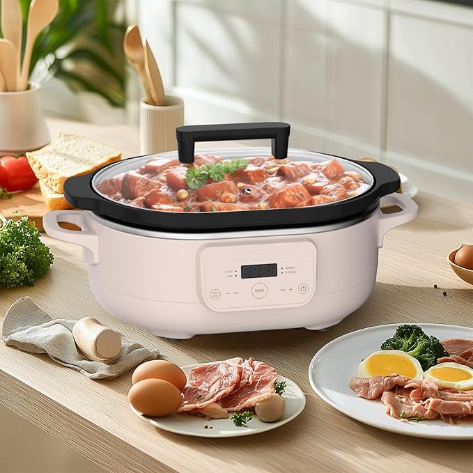 MAGNIFIQUE 6 Quart Programmable Slow Cooker Removable Healthy Nonstick Pot