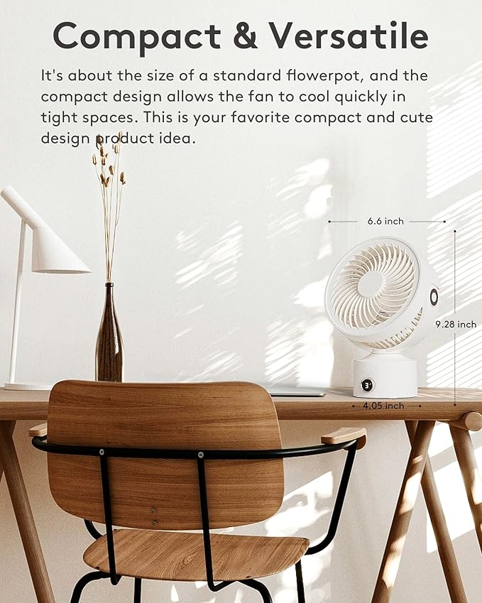 CARONSORT Small Desk Oscillating Fan, Table Air Circulator Fans