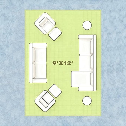 9x12 Rugs for Living Room Washable Green Area Rug