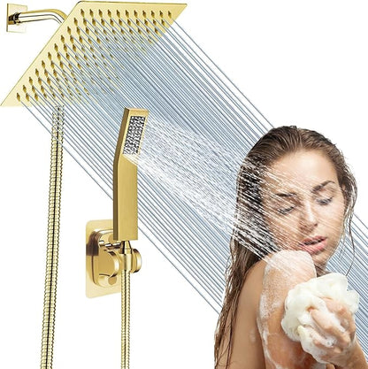 8"High Pressure Square Rain Shower Head and 2-in-1 Hand Shower.Equipped