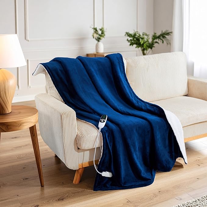 Heated Blanket Electric Luxurious Fleece Twin Blanket, 9 Heat Settings & 12H