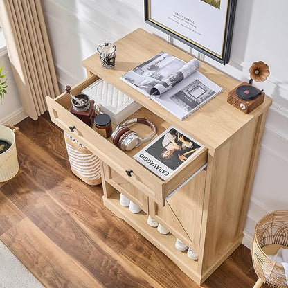 SOOWERY Shoe Cabinet with Drawer, Farmhouse Shoe Storage Cabinet with Doors