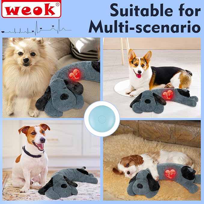 Puppy Heartbeat Toy for Separation Anxiety Relief, Heartbeat Stuffed Animal Anxiety Calming Behavioral Aid Plush Toy for Dogs Cats Pets