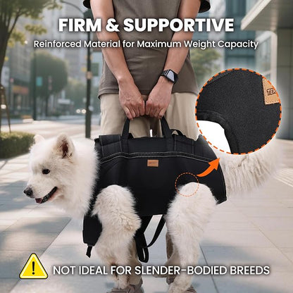 Dog Lift Harness Backpack Carrier for Large Dogs, Full Body Sling with Handle, Dog Harness for Joint Injuries, Arthritis, Ideal for Stairs, Elderly Dogs