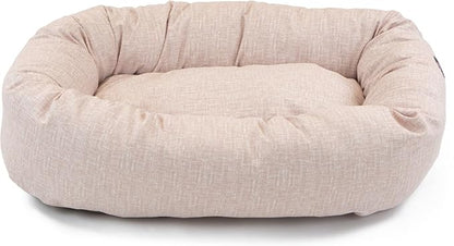 Majestic Pet Bagel Calming Dog Bed, 24 Inch Small, Round, Washable, Pink | Cozy Soft Fluffy Donut Pet Bed with Spine Support for Head Rest – Anti-Anxiety Comfort for Puppies & Dogs, 24x19x7 Inches