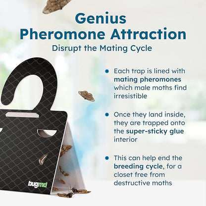 BugMD Clothes & Pantry Moth Traps – Sticky Glue Pheromone-Based Repellent