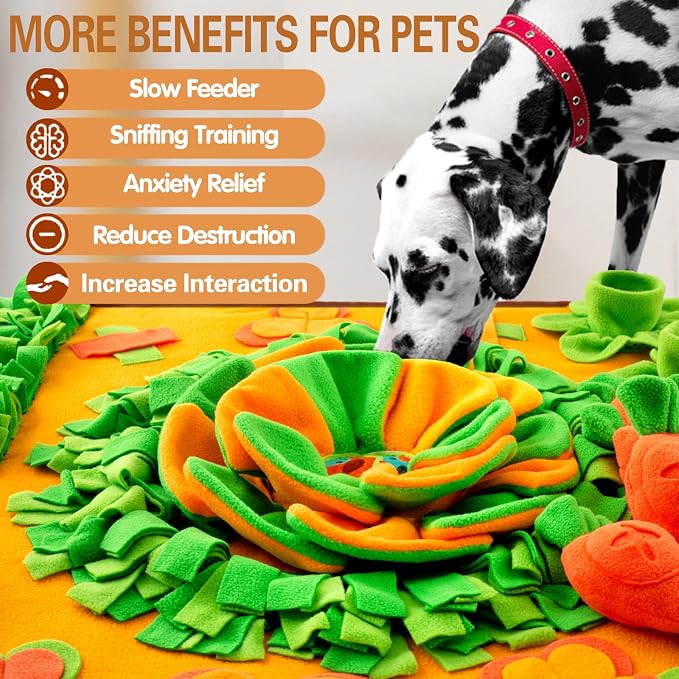 Snuffle Mat for Large Dogs, 40'' x 27.5'' Sniff Mat for Dogs, Portable Slow Feeding Mat for Foraging Skills and Stress Relief, Interactive Indoor/Outdoor Dog Puzzle Toys for Nosework Training