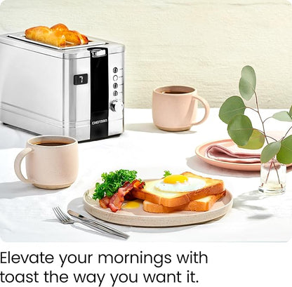 Chefman 2-Slice Digital Toaster, Stainless Steel, Extra-Wide Slots