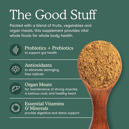 Fera Pets Whole Food Multivitamin Cat & Dog Food Topper with Probiotics, Antioxidants, & Essential Dog Vitamins & Minerals - Nutrients from Fruits, Vegetables, & Organ Meats - 3.7 oz