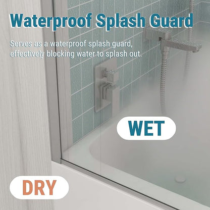 Sunrosa 24"×60" Bathtub Glass Panel, 8mm Thick Shower Screen, Brushed Nickel