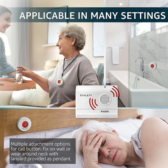 Call Button for Elderly and Caregiver Pager Portable SOS Alert System Alarm for