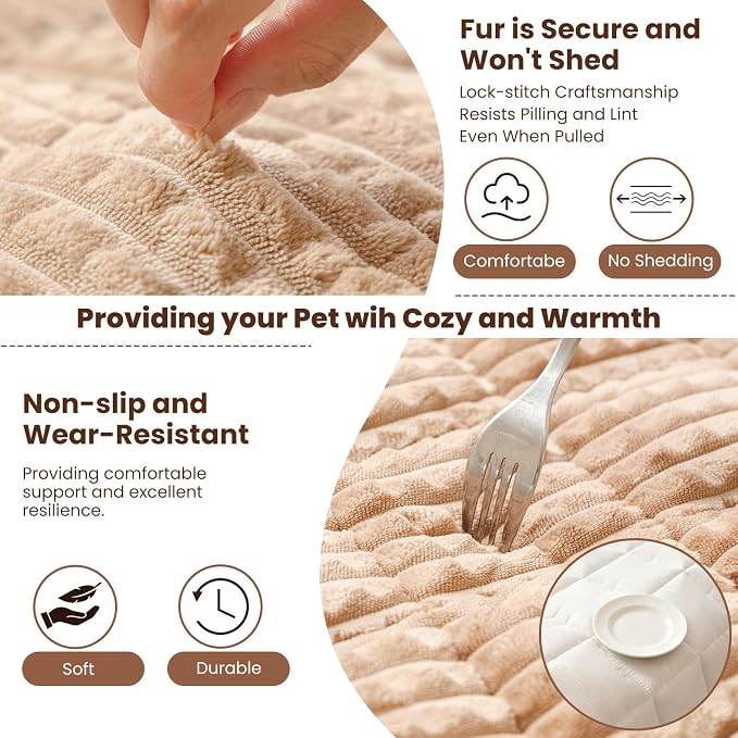 Couch Cover for Dogs Washable, Non Slip Couch Covers for Sofa Pet Friendly, Couch Cushion Covers for Dog, Thick, Soft for Sofa Protector (Camel, 23.6" x 47.2"/60 x 120cm)