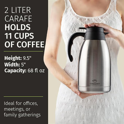 Thermal Coffee Carafe 2L / 68 oz – Updated 2025 Model – Insulated Stainless