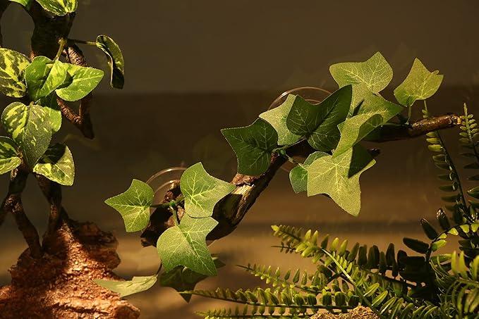 AQUA KT Reptile Corner Branch Terrarium Plant Decoration with Suction Cup for Amphibian Lizard Snake Climbing