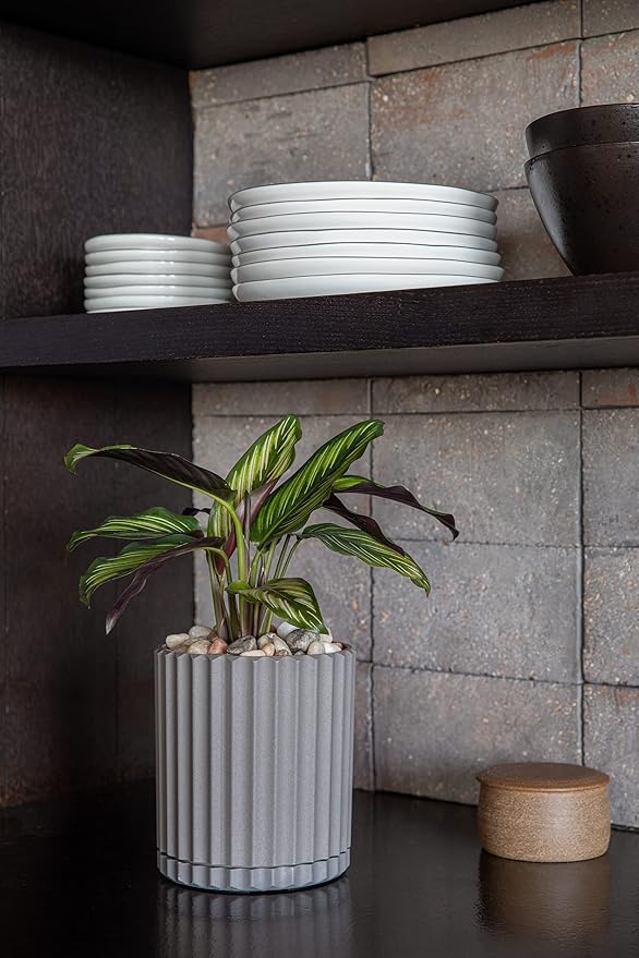 Veradek Demi Series Demi 6" Planter w/Tray - Grey, 2 Pack